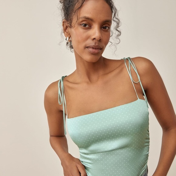 NWT REFORMATION Lucrezia Silk Top, Polka Dot - Picture 2 of 5